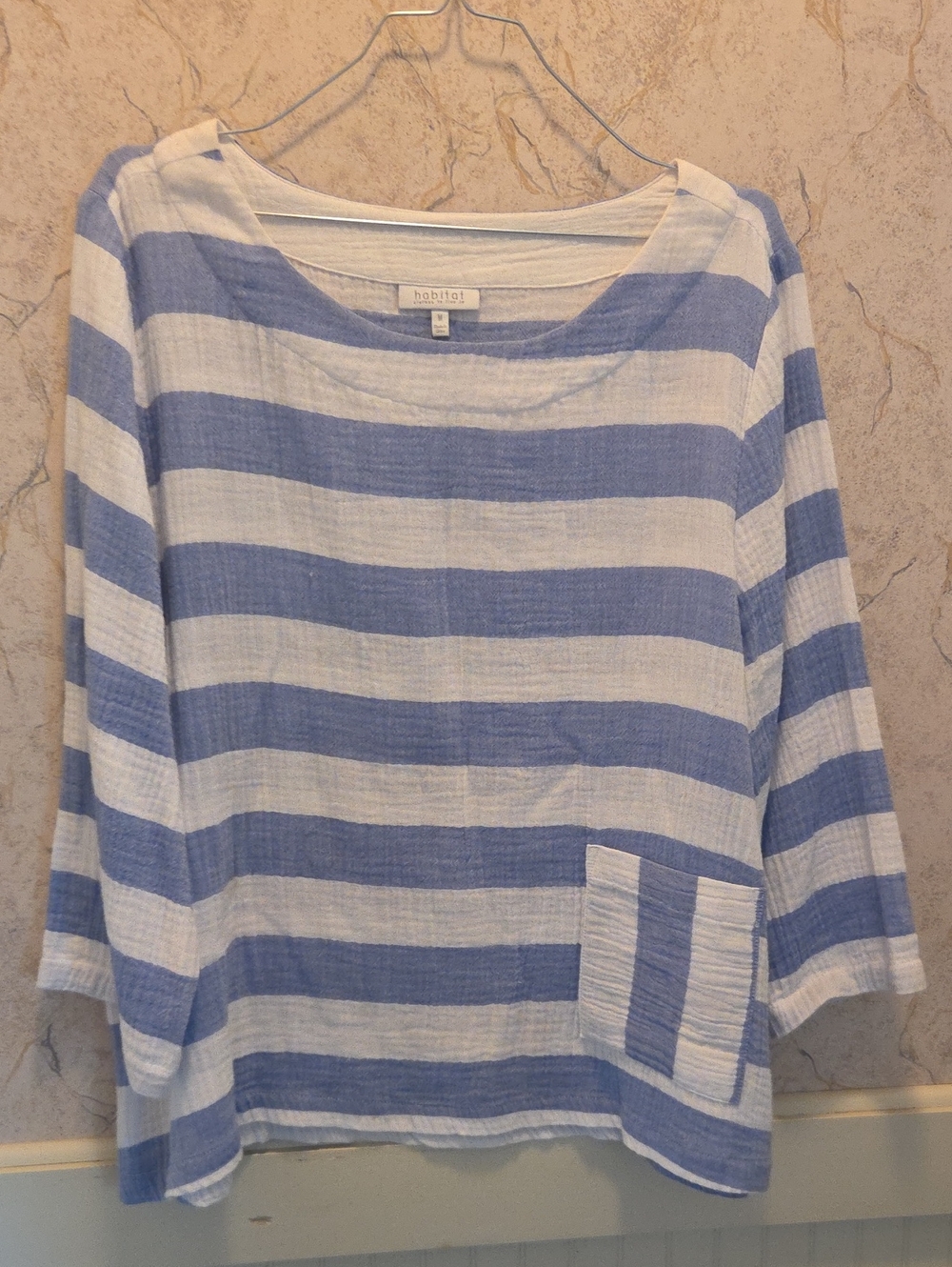 Habitat Blue & White Striped Cotton Boatneck Tunic